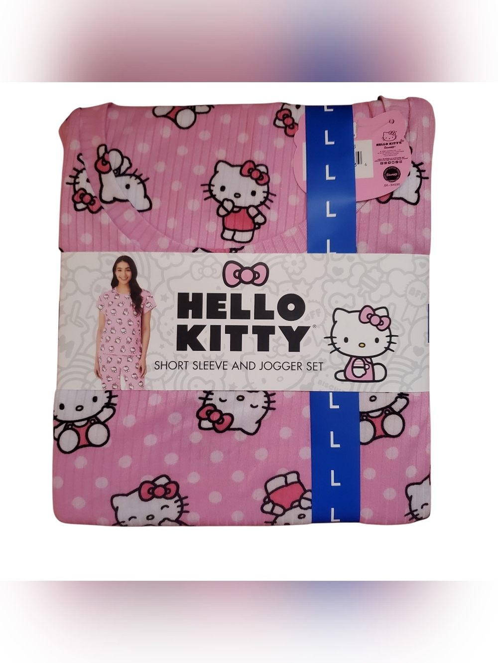 Hello Kitty Pink Polka Dot Short Sleeve & Jogger Sleep Set